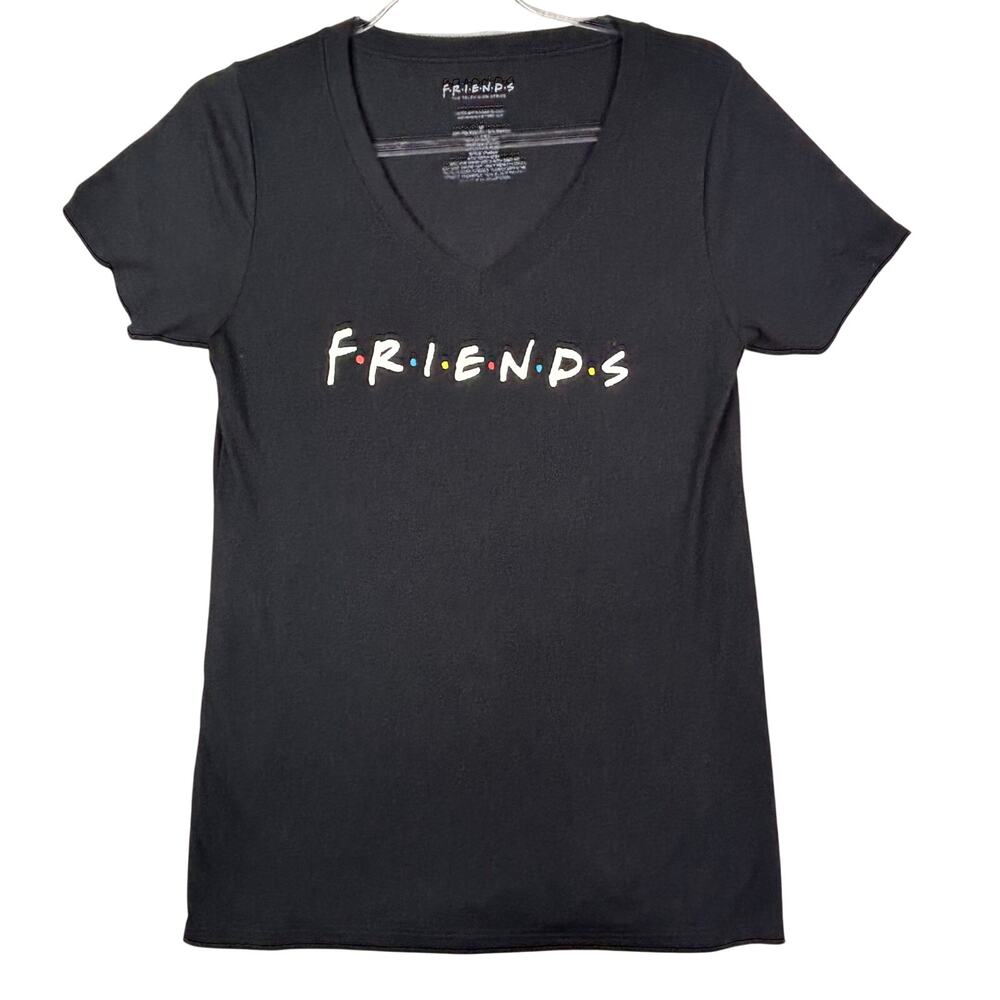 Friends TV‎ Show Logo Black V-Neck T-Shirt Women’s Medium